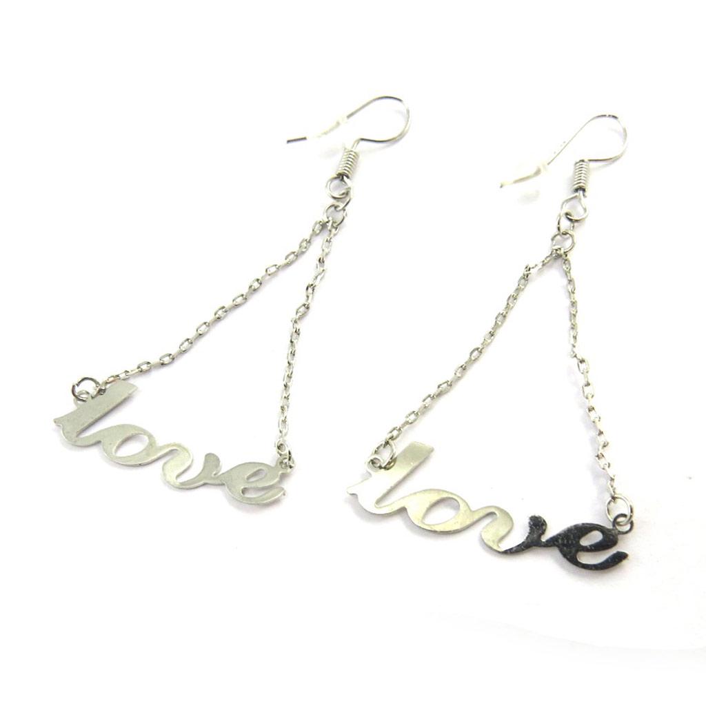 Les Trésors De Lily [M8122] - Silver 'Love' Designer Earrings
