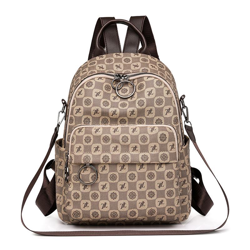 

Женский рюкзак из мягкой кожи с принтом из искусственной кожи, дорожный рюкзак большой емкости хаки