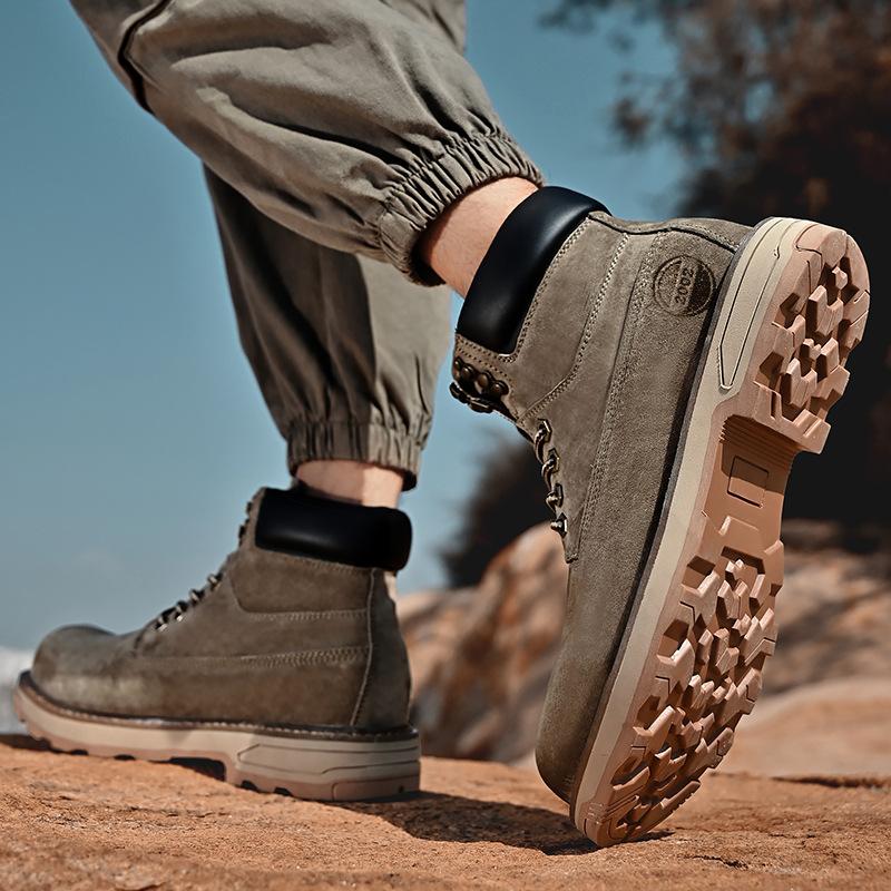 New Men's Mid-Top British Style Genuine Leather Autumn and Winter Worker Boot Men's Boots High-Top Worker Boots Worker Boot