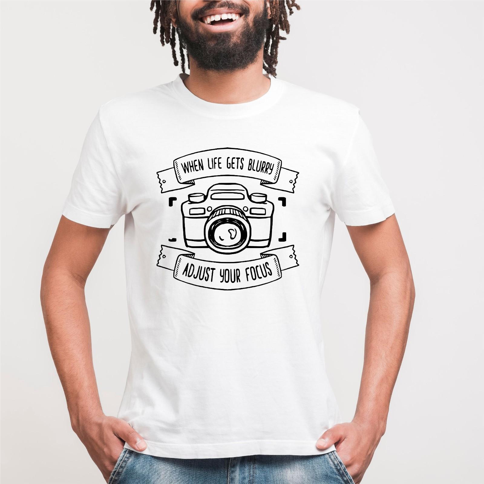Photographer T-shirt When Life Gets Blurry Adjust Your Focus Top Men s Gift Tee L