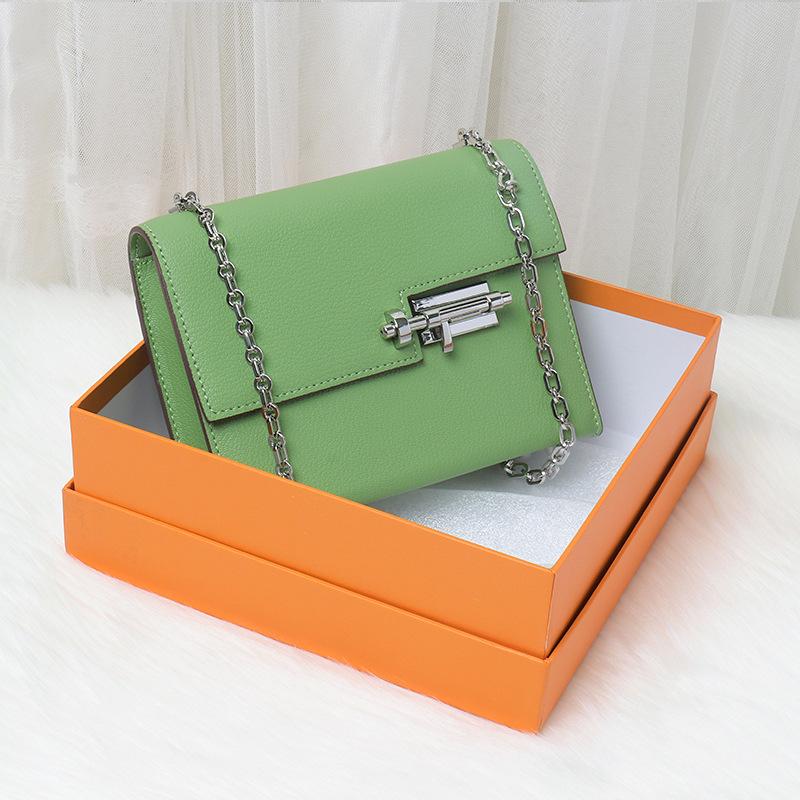 

Сумка-цепочка из коровьей кожи первого слоя, женская сумка-защелка, кожаная сумка-замок, маленькая квадратная сумка через плечо