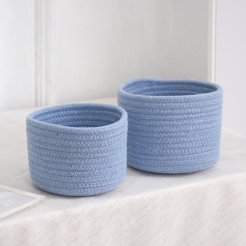 Small Cotton Rope Under Bed Storage Basket - Handwoven Home Organizer Bin for Snacks & Sundries