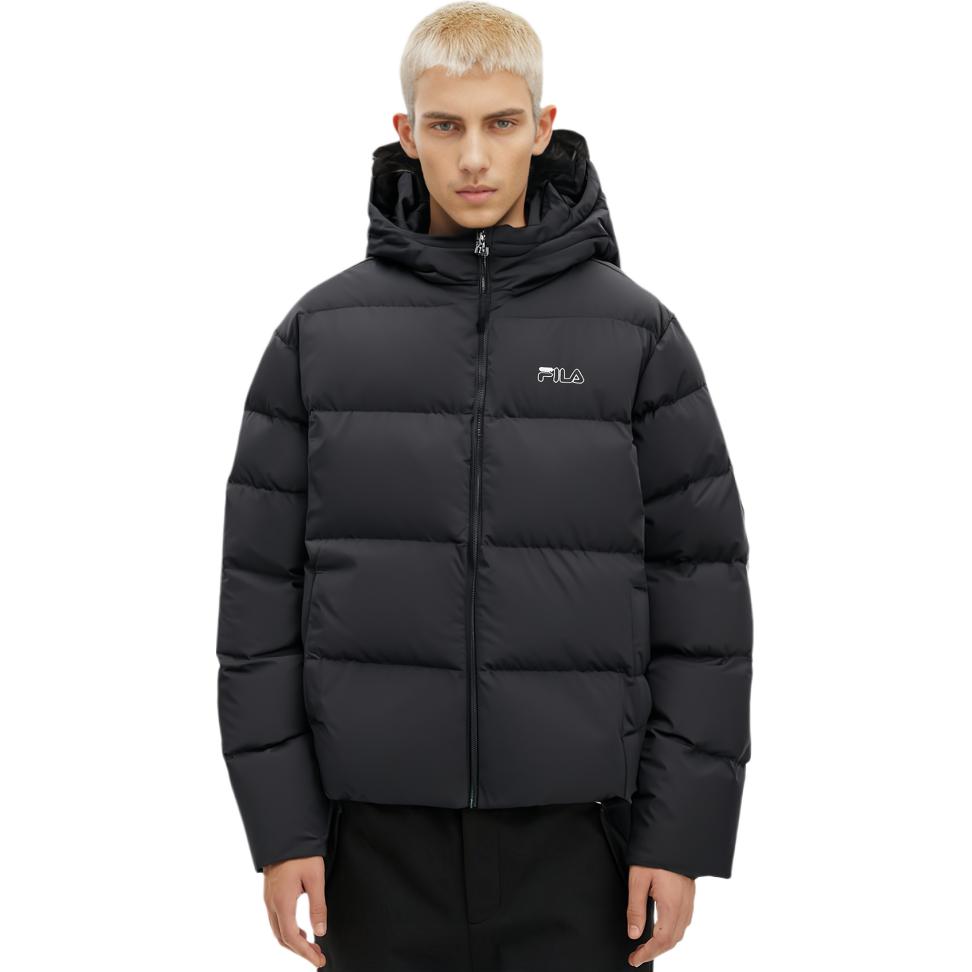 Fila Official Down Jacket 2023 Winter New Fashion Simple Casual Loose Hooded Coat Unisex Outerwear Legendary-Blue F11U349914F-NV