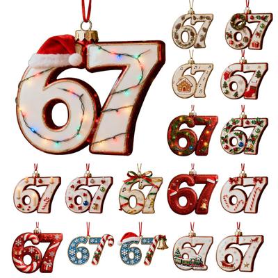 67 Ornament de Crăciun 2D Plat Amuzant Șase Șapte Meme Decorațiune de Crăciun Cadouri pentru Adolescenți Adulți Iubitori de Umor