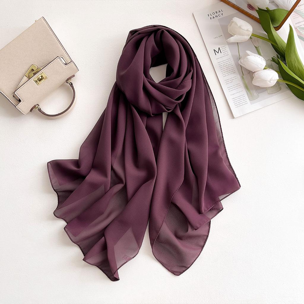 2025 New Elegant Modest Women Bubble Chiffon Solid Color Muslim Head Scarf Ladies Shawl and Wrap Female Foulard Hijab Stoles