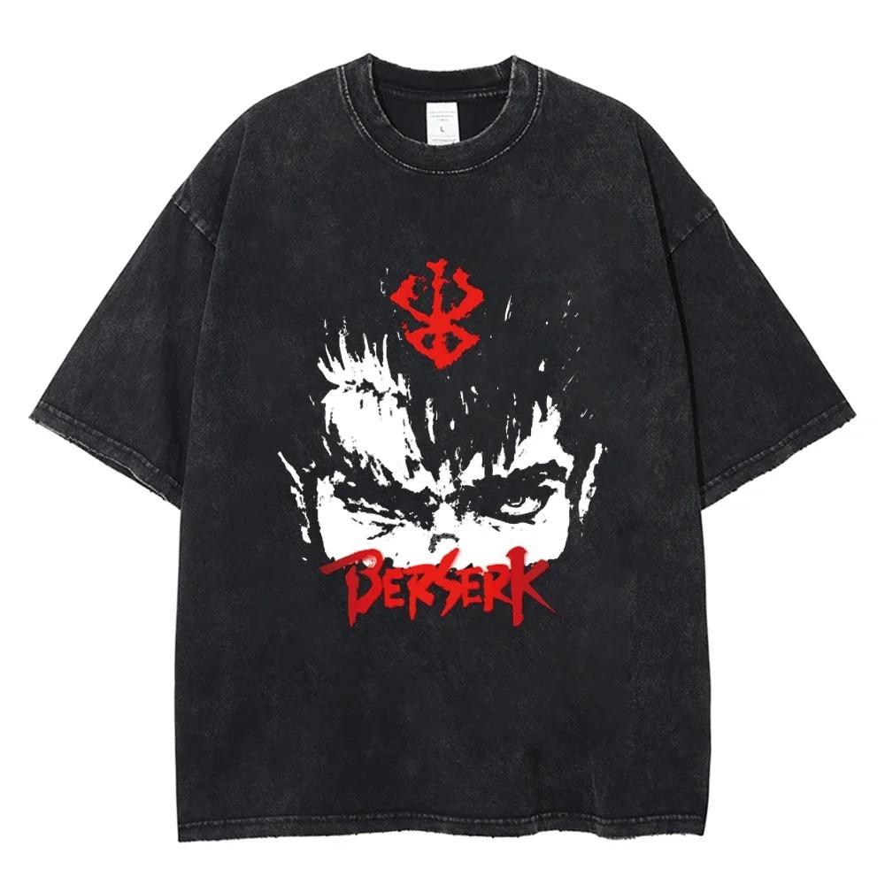 Berserk Guts & Griffith Eclipse Scene Manga Panels Vintage Washed Anime T-Shirt, Unisex Dark Fantasy Manga Fan Streetwear Tee, 100% Cotton Casual