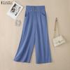 Womens Casual Solid Color Loose Wide Leg Pants