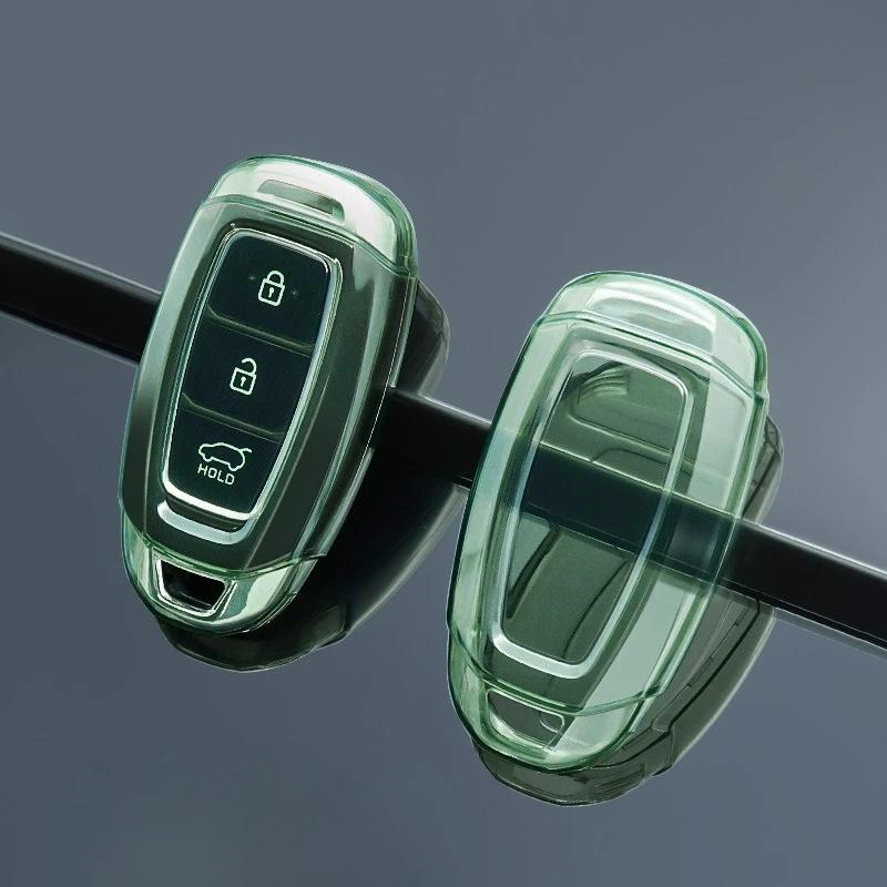Soft Tpu Car Key Cover Transparent Case For Hyundai Elantra Grandeur Accent Solaris Sonata Palisade Kona Creta I20 I30 Ix35 Ix25