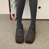 Gray Mary Jane fluffy shoes women's winter wear new French retro woolen thick heel single shoes women's velvet high heels