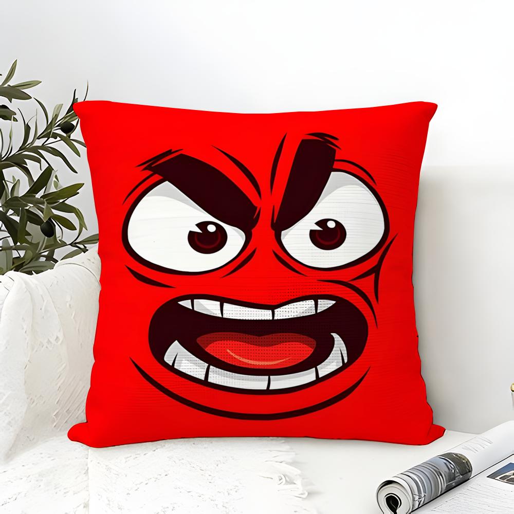 Cartoon Expressions Of Angry Eyes 2 Pillow Case Cotton Linen Fabric Square Zipper Pillowcase Home Decorative Living Room