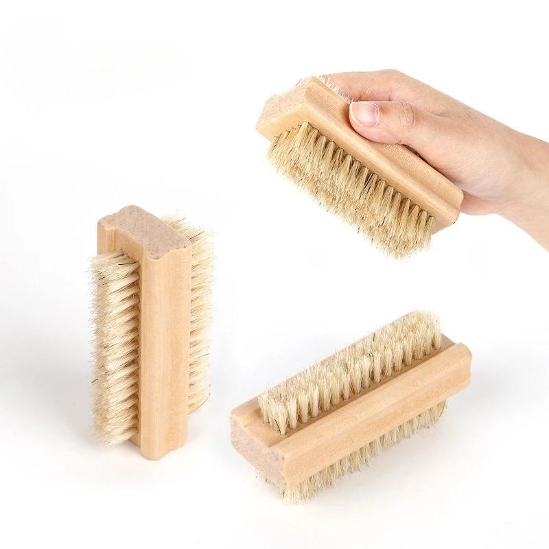 Nail Brush Double Sided Wood Handle Soft Bristle For Manicure Pedicure Dust Clean Nail Care Tool Salon Beauty Accessory