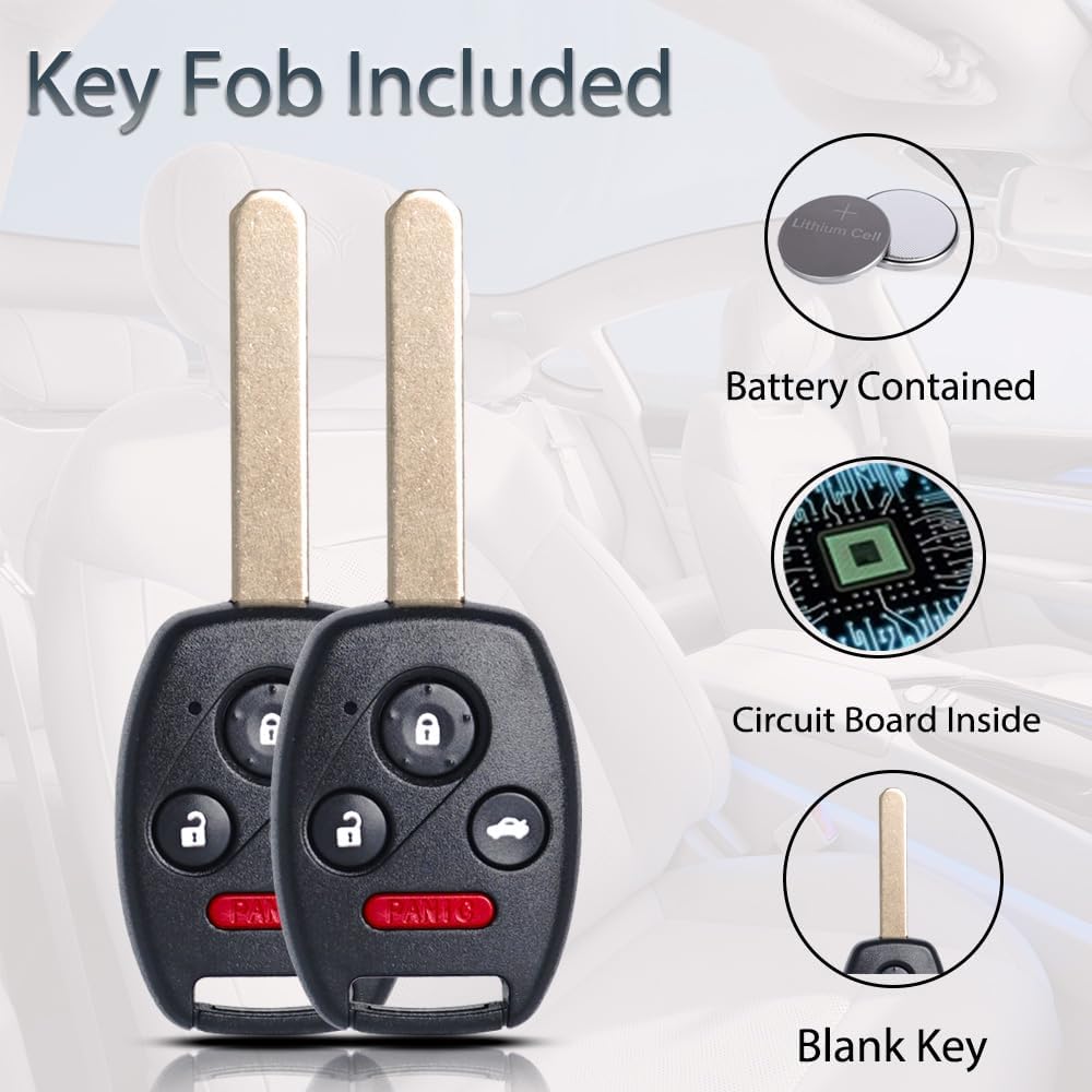 Key Fob Keyless Entry Fits For Honda Civic 2006 2007 2008 2009 2010 2011 2012 2013 Remote Control Head Key Replacement 35111-SVA-306 N5F-S0084A 46