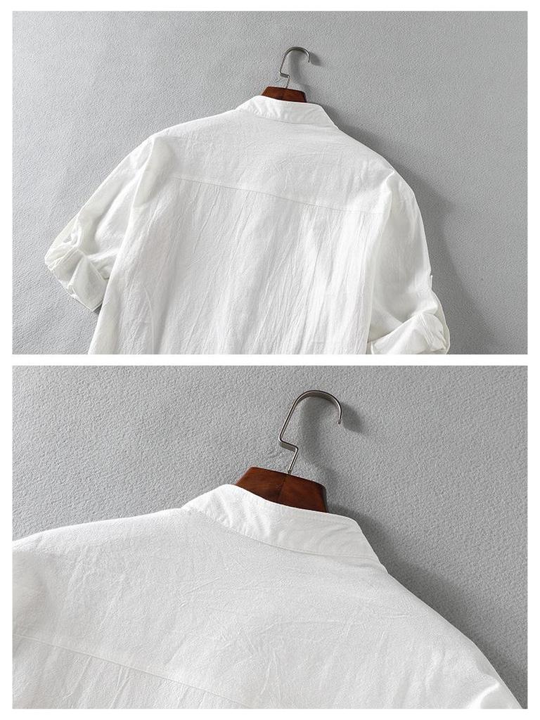 Men's Casual Short-Sleeve Linen Shirt - Summer Cotton Blend