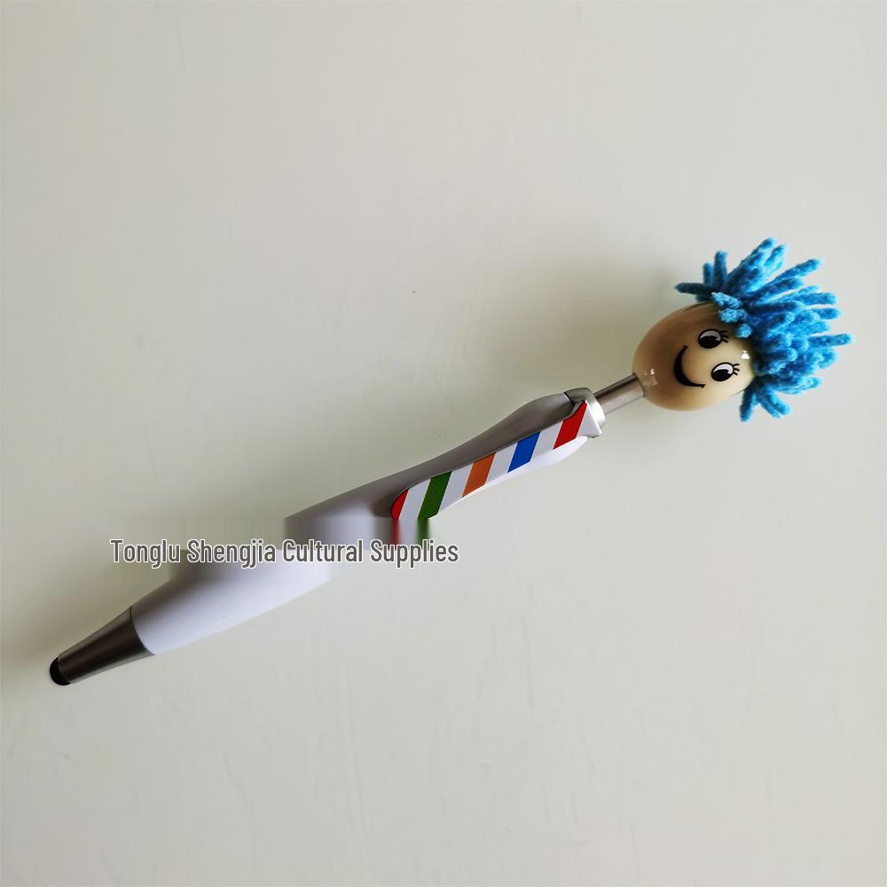 Christmas Cartoon Plush Doll Smiley Face Ballpoint Pen