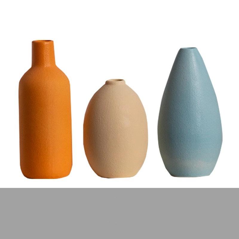 Ceramic Vase Set Decoration Home Living Room Flower Arrangement Modern Flower Set Three Piece White Vase Decoration