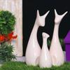Lucky Deer Statue Family Piano Finish Ceramic Figures Deer Couple showpiece Decorative Showpiece - 25 cm  (Polyresin, Brown)