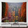 Psychedelic Forest Nature Rural Tapestry Home Landscape Wall Art Mural Blanket Yellow Red Maple Autumn Tapestry