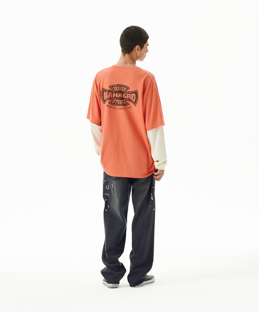MAHAGRID Cross Logo Thermal Ls Tee Orange(Mg2Ffmt571A)