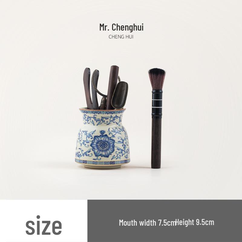 Lotus Ru Kiln Kung Fu Tea Set: 6-Piece Ceremony Kit with Tea Clip & Needle