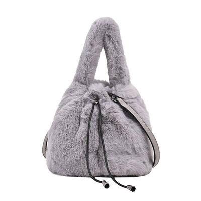 Gisele Fur Bag, Shoulder Bag, Handbag, Crossbody Bag, 2-Way, Mini, Small, Drawstring, FallWinter, Women's (Gray)