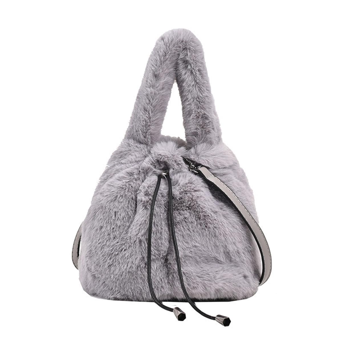 

Gisele Fur Bag, Shoulder Bag, Handbag, Crossbody Bag, 2-Way, Mini, Small, Drawstring, FallWinter, Women s (Gray)