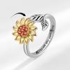 Adjustable Sunflower Rotating Ring With Diamonds Simple Versatile Stress Relief Fashion Band Jewelry For Women And Men