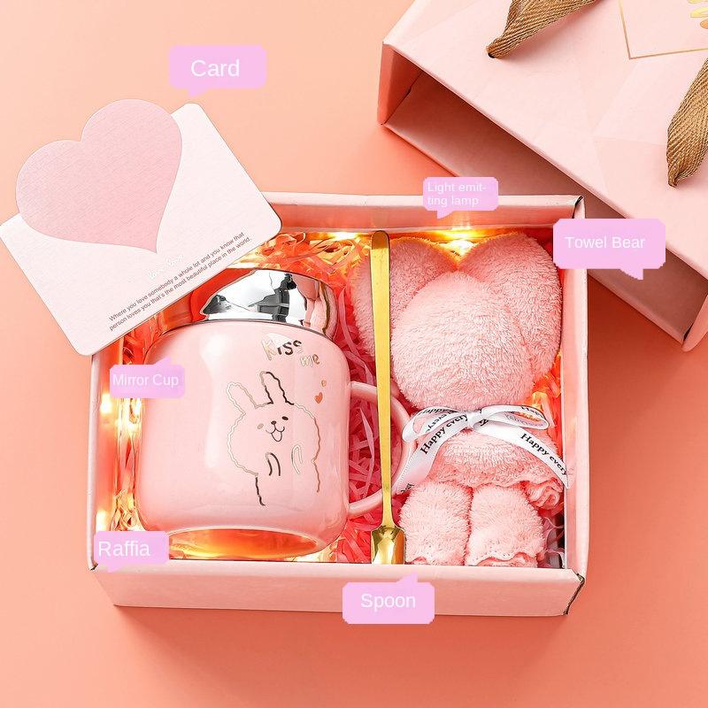 4pcs Water Cup Gift Box Ceramic Cup Creative Simplicity Mark Cup Opening Event Gift Companion Gift Set Office Cup Birthday Gift