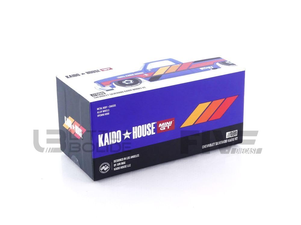 True Scale Miniature Model Car Chevrolet Silverado Kaido Works V2 Limited Edition Diecast Model Car Blue 1/64 KHMG099,
