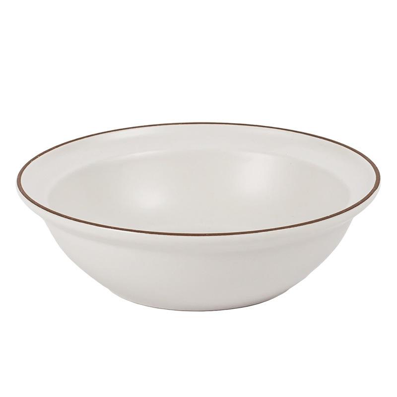 Retro Ceramic Open Rice Bowl Creative Stroking One Person Ramen Bowl Round Fruit Dessert Bowl Household Tableware