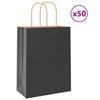 VidaXL Paper Bags 50 Pcs with Handles Black 21x11x28 Cm, Paper Bag, Paper Gift Bag, Paper Gift Bag, Bag 4101629