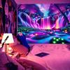 2D Glowing Waterfall Tapestry Psychedelic Purple Forest Backdrop Cloth for Living Room