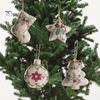 Five Pointed Star Tree Toppers Burlap Christmas Ornaments, Rustic Linen Fabric Hanging Decoration, Ball Stocking Farmhouse Ornaments Shaped