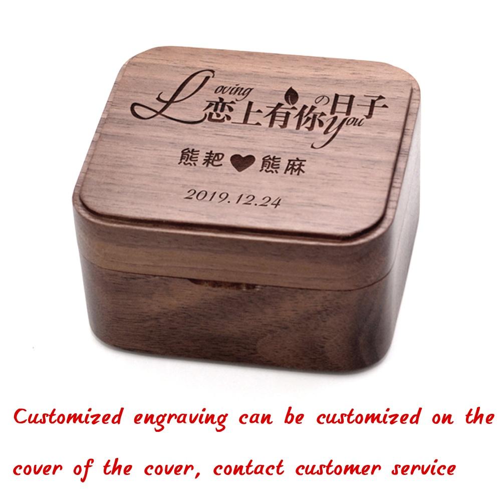 Custom Wooden Music Box DIY Carved Musical Note Small Wooden Box Creative Gift