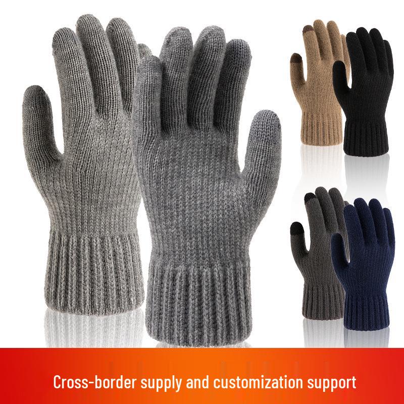 Men's Winter Touchscreen Cycling Gloves - Warm Fleece-lined Alpaca Wool Knit