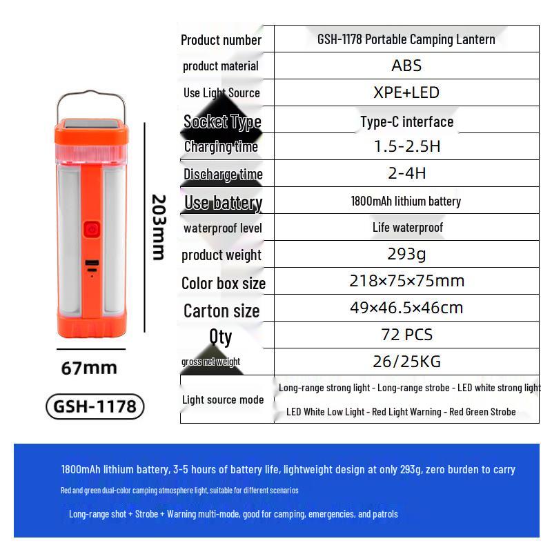 Multi-Functional Solar Camping Lantern & Mobile Work Light with Charging Feature