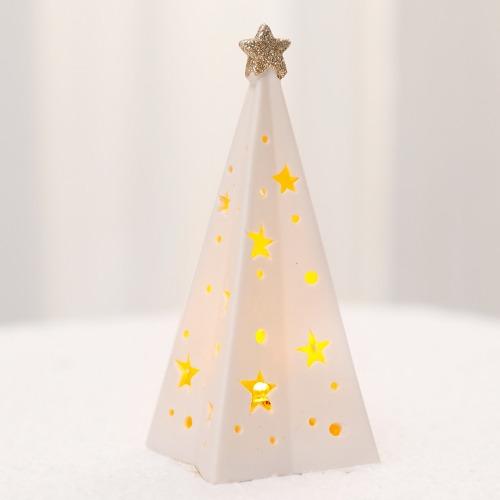LED Light-up Decor for Christmas, Mini Ceramic Snowman Santa Reindeer Ornament