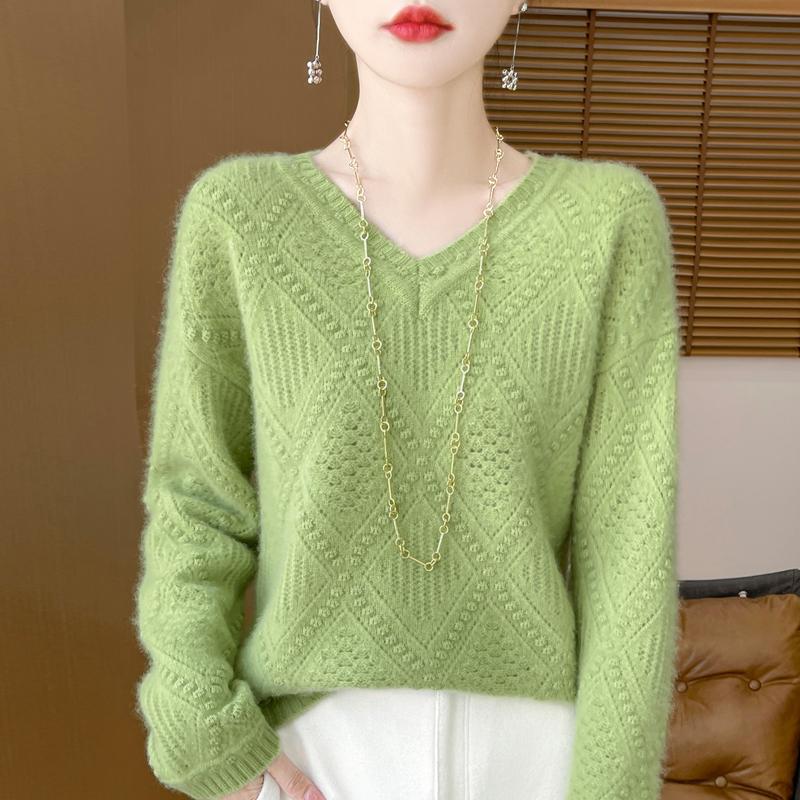 Women's Cashmere Sweater Qinghe Cashmere 30% Cashmere 70% Wool Autumn and Winter Pullover Warm and Fashionable