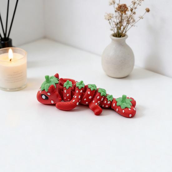 3D Printed Strawberry Dragon Flexible Articulated Dragon Model with Movable Joint Desktop