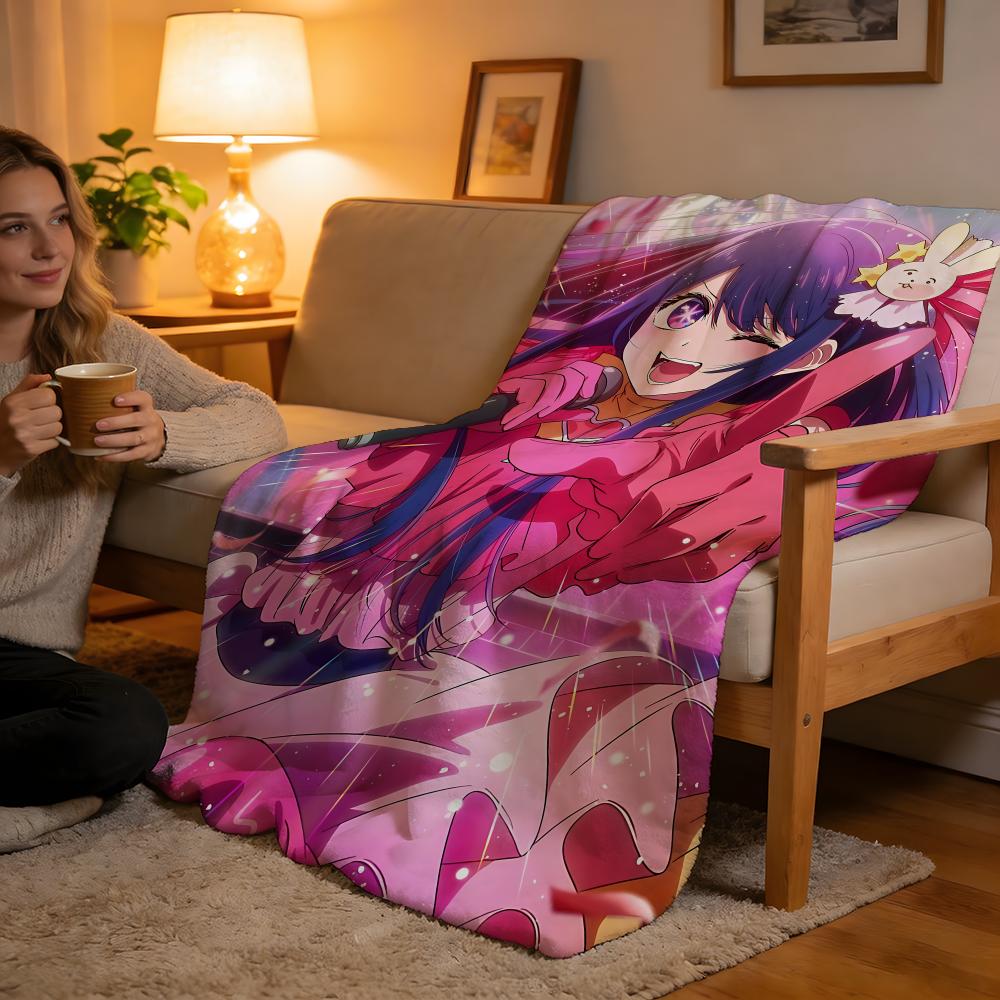 Throw High-Density Short Plush Blanket For Sofa Nap Air-Conditioned Room Soft Skin-Friendly Anime Oshi No Ko Hoshino Ai