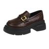 British style platform heightening small leather shoes women's French one-pedal not tired feet single shoes 2025 new black loafers