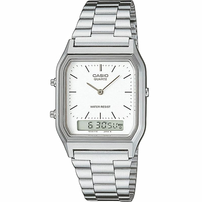 

CASIO AQ-230A-7D/AQ230A-7D Ana-Digi металлический ремень серебристый циферблат унисекс часы [товар]