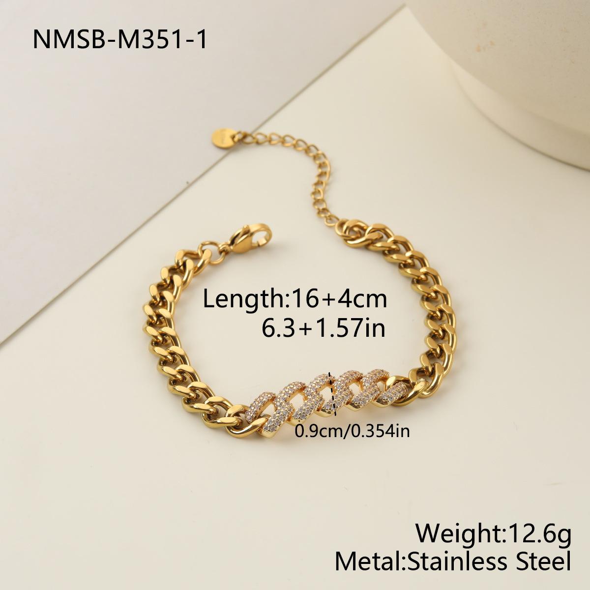 GEMCHIC Women s Iced Out Cuban Link Bracelet Set Gold Stainless Steel Fashion Jewelry