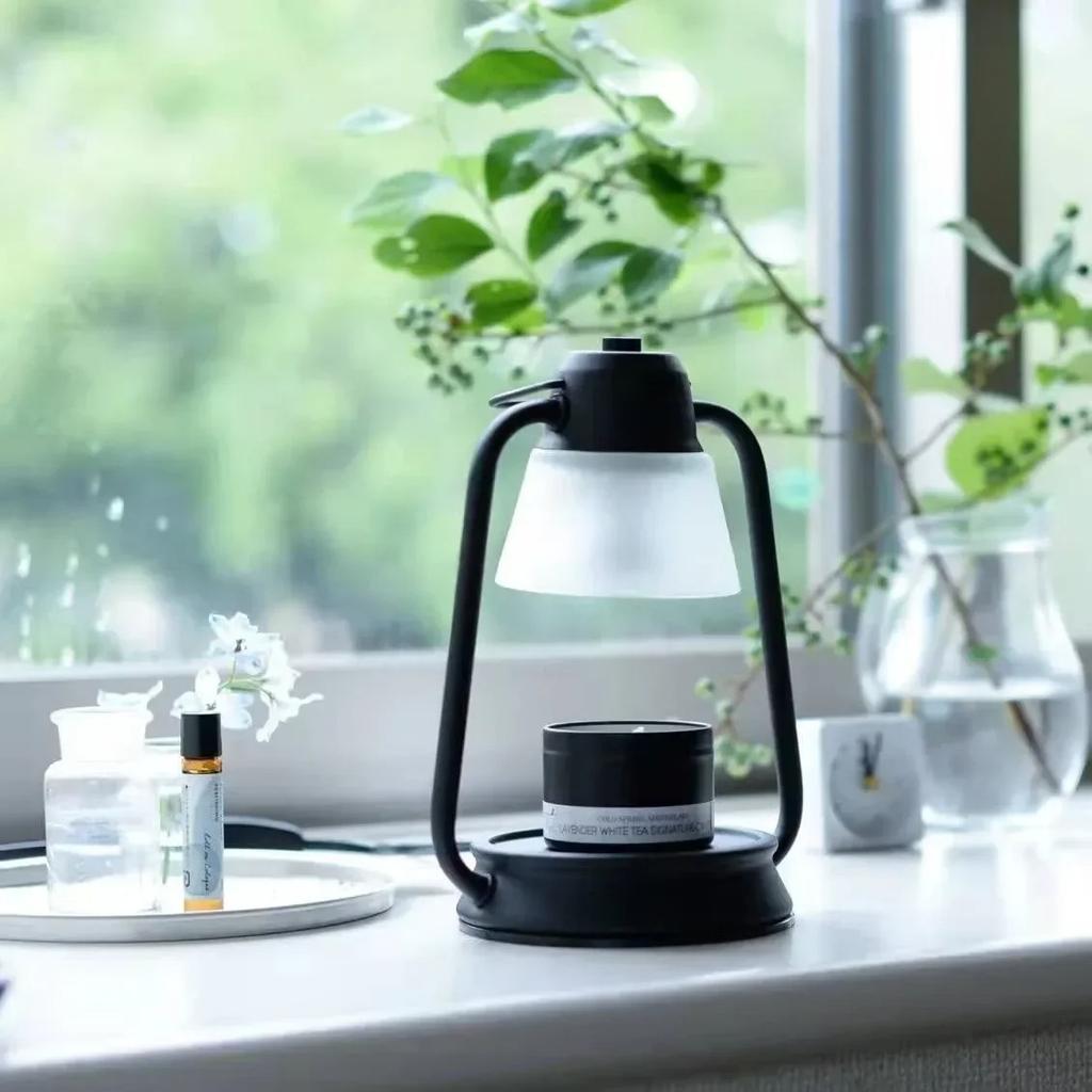 Amerikanische Aromatherapie Kerzenwärmerlampe Kreatives Schlafzimmer Bettkopf Flammenlose Aroma Schmelzkerzenlampe Retro Schwarz Kerzenwärmer