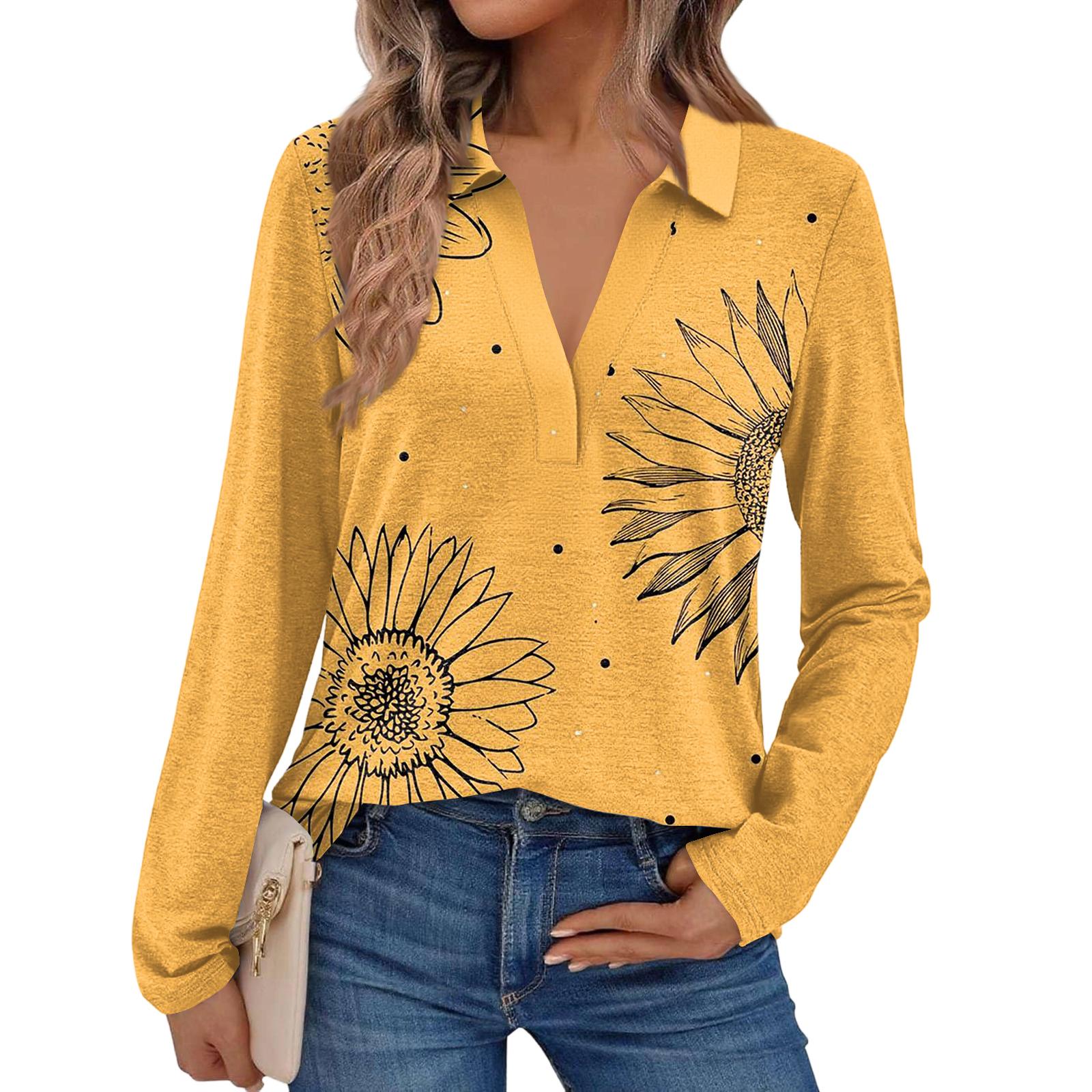 

Женская модная рубашка с длинным рукавом, в стиле ретро, с цветочным принтом, со стойкой XL жёлтый