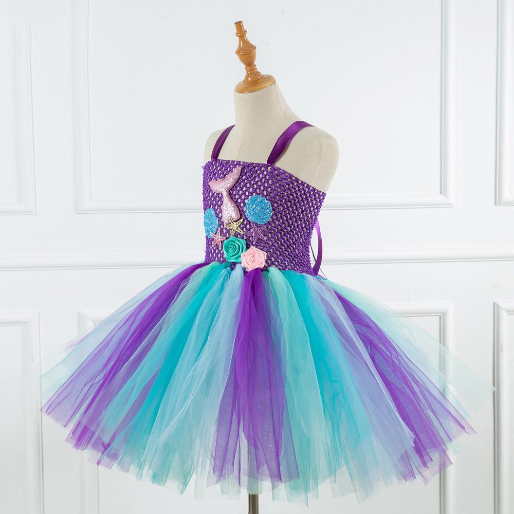 Mermaid Girl Tutu Dress with Headwear - Mesh Princess Dress for Cosplay and Stage Performances