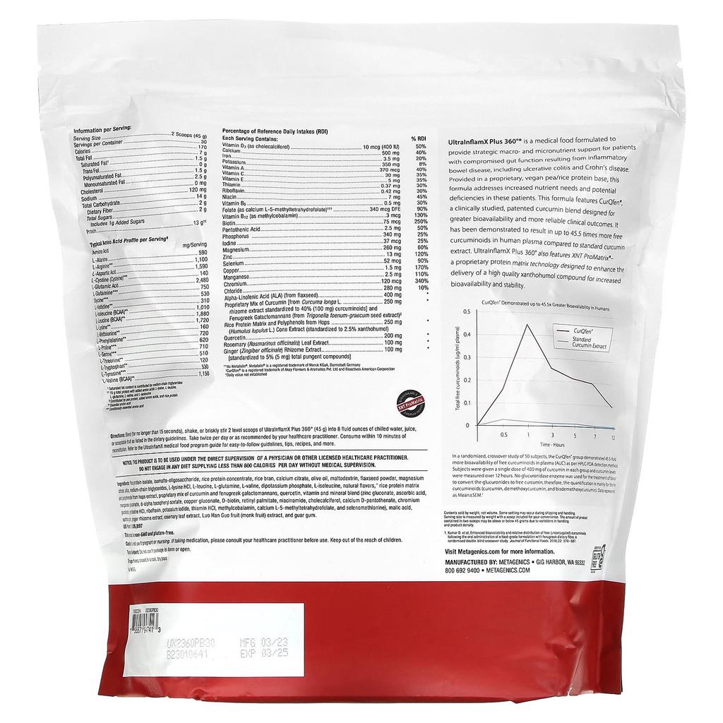 Ultrainflamx Plus 360°, Alimento Medico, Gusto Ananas Banana, 1.350G(47.62Oz)