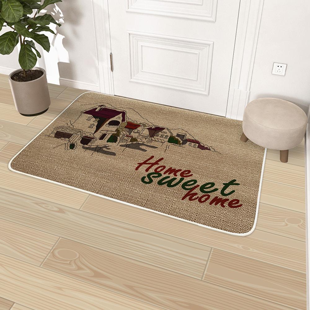 Linen Carpet Floor Mat, Door Mat, Kitchen Non Slip Rubber Foot Mat, Bathroom Door Mat Absorbent Pad