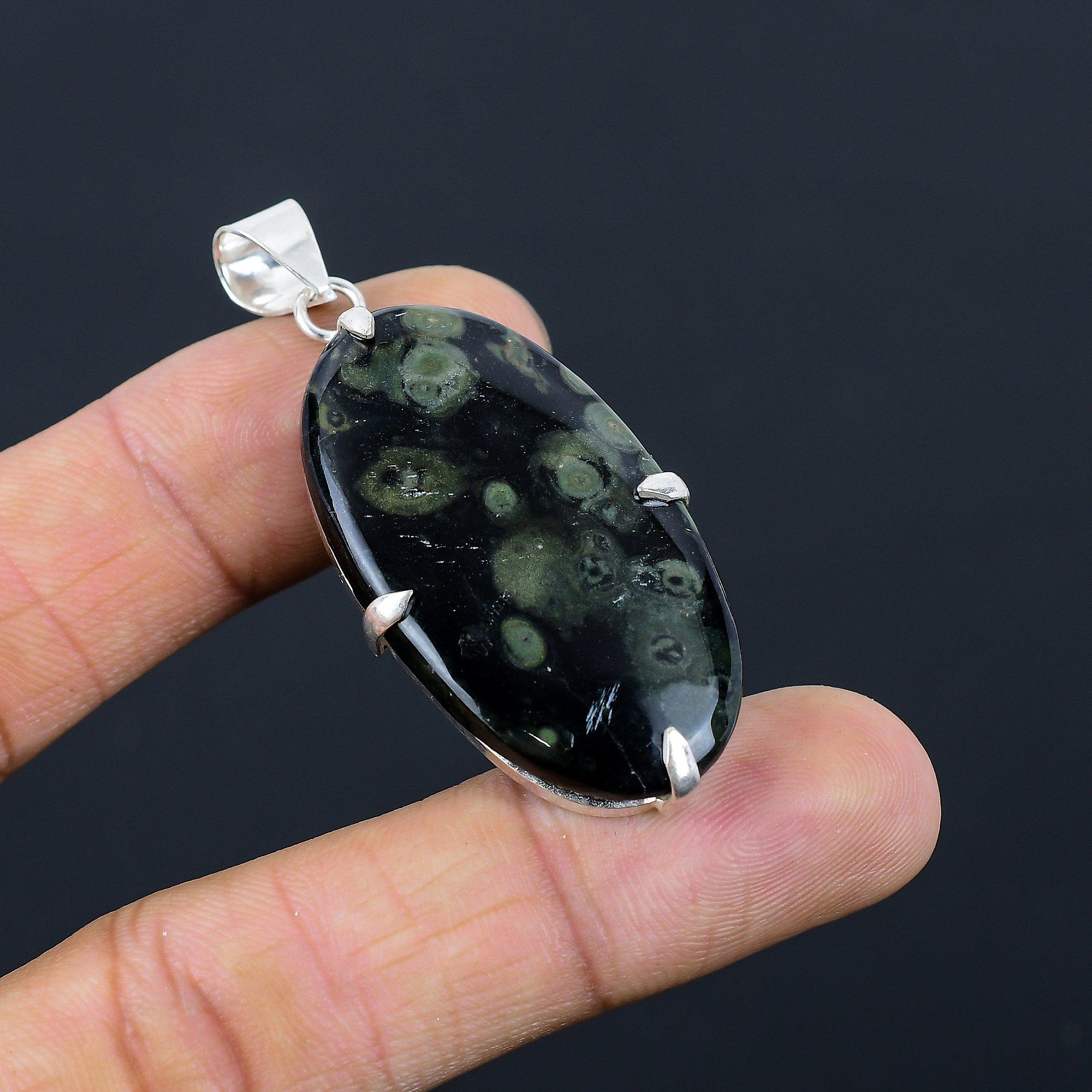 

Memorial Day Sale Sterling Silver Natural Kambaba Jasper Bezel Mother Pendant