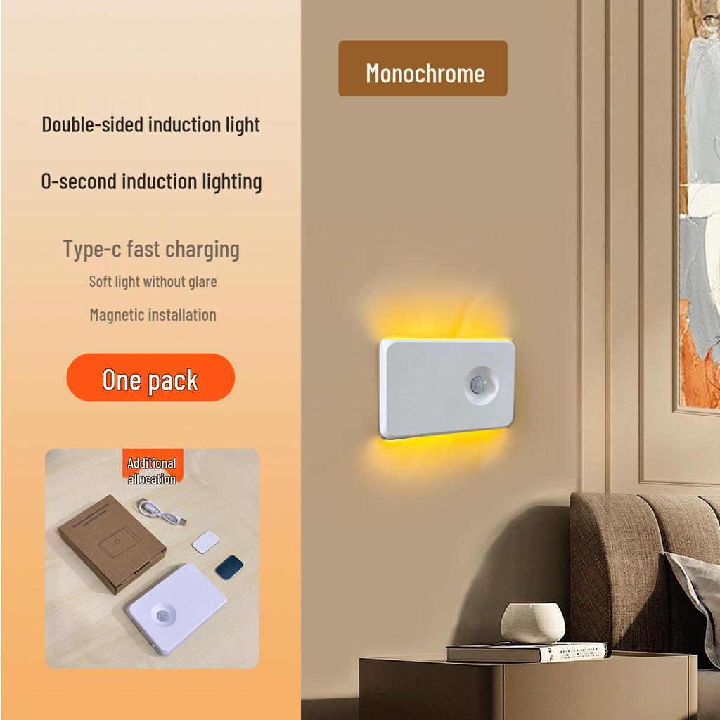 Wireless Magnetic LED Night Light with Human Infrared Sensor & Type-C Charging for Home Use