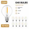 10pcs G40 Replacement Light Bulbs E12 1W 5V 24V 110V 220V Plastic Globe Bulbs for String Lights Indoor Outdoor Patio Garden Warm White
